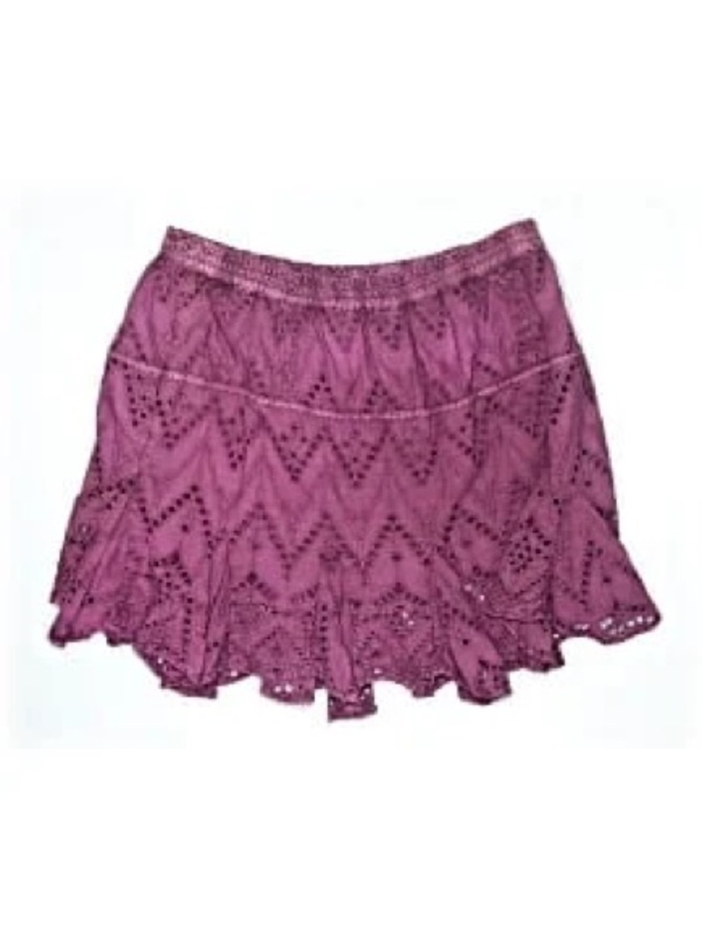Free People Eyelet Lace Tiered Skater Skort in Plum size small summer skirt boho